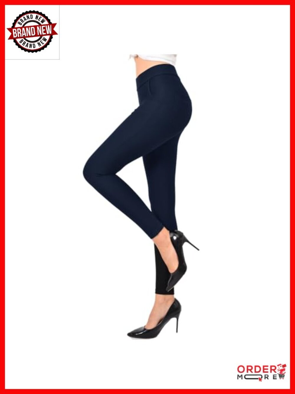 Womens Pull On Dress Pants High Rise Tummy Control Skinny Slim Fit Business
